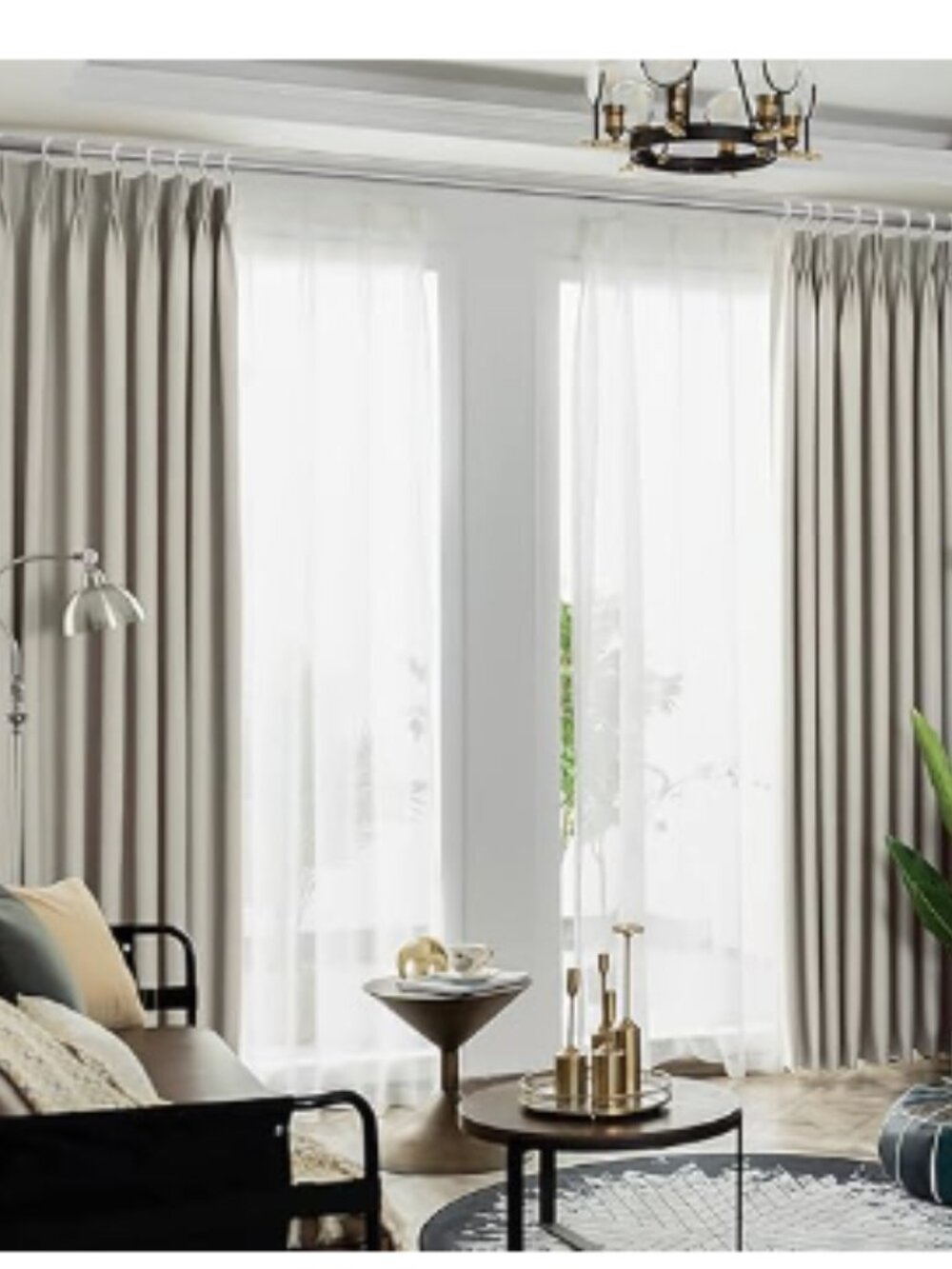 Curtains for Living Room, Pinch Pleat Faux Linen Curtains 85% Blackout, Thermal